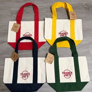 Trader Joe’s Canvas Mini Tote bags Set of All 4 Colors NWT ~ RARE